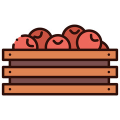 red apples in wooden box illustration