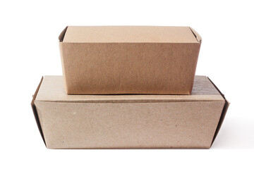 Take away cardboard food boxes on white background