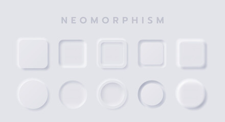 White button Neumorphism design elements vector set, Button and Element for UI Web design or Application UI Design.