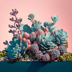 Flower composition. Miniature succulent plants (succulent cactus)