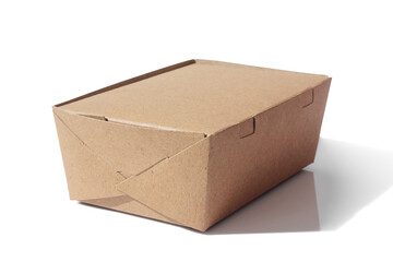 Take away cardboard food boxes on white background