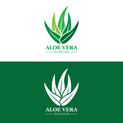 Aloe Vera Logo, Health Leaf Vector, Design Suitable For Beauty Salon, Organic Recycling, Skin Health Leaf