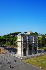 The Arch of Constantine in the Forum Romanum (triumphal arch of Emperor Constantine), Rome, Italy
