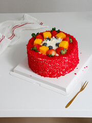 a birthday cake on a white table