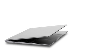 open laptop in gray and silver color, isolated