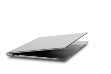 open laptop in gray and silver color, isolated
