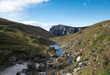 Los Miradores del Cañón de Añisclo, a high altitude route to see the canyon from a high mountain view, Ordesa National Park in the Pyrenees, Spain.