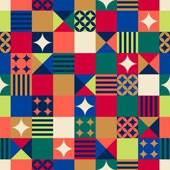 Obraz premium Geometric elements design seamless square pattern for christmas and new year celebration.