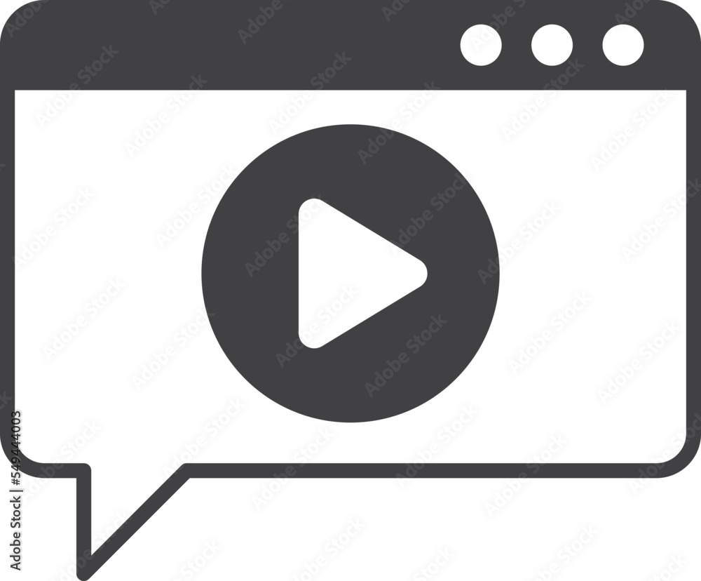 Poster play button and text box illustration in minimal style