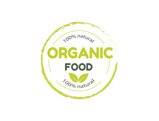 Organic food icon. Ecology icon. Logo template with green leaves for organic and eco friendly products. Vector illustration