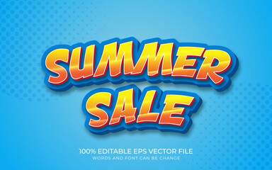 Summer Sale 3d editable text effect style vector
