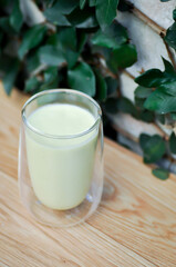 avocado smoothie or blended avocado , avocado  yogurt or avocado milk