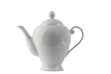 white porcelain tea ware, set details, isolated