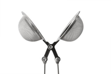 white metal strainer for brewing tea, kitchen tool, isolated