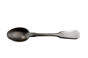 antique silver spoon-strainer for tea, isolated