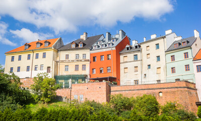 Fototapeta na wymiar Colorful houses at the historic city wall of Lublin, Poland