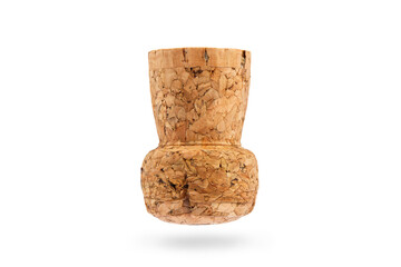 Natural champagne bottle stopper, isolate on a white background