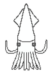 Illustration design of pixel art squid