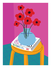 Beautiful flower vase hand drawn vector illustration.