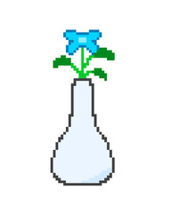 Pixel art blue flower vase