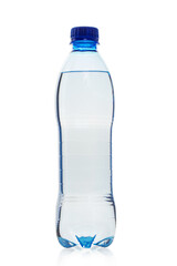 plastic bottle with mineral drinking water isolate on a white background