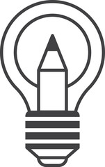light bulb and pencil illustration in minimal style
