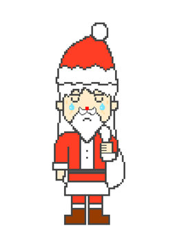 Pixel art crying Santa Claus