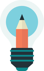 light bulb and pencil illustration in minimal style