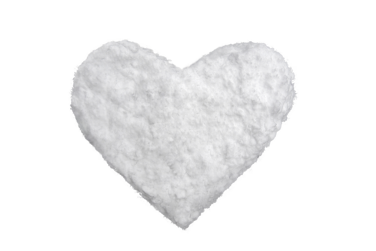 large white heart with snow texture, isolated object