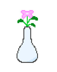 Pixel art pink flower vase
