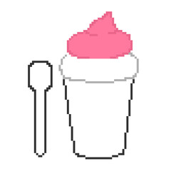 Pixel Art Strawberry Ice Cream