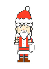 Santa Claus doing a piece of pixel art