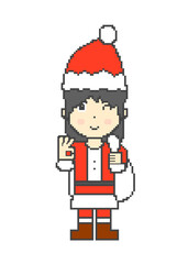 Santa Claus woman signing pixel art OK