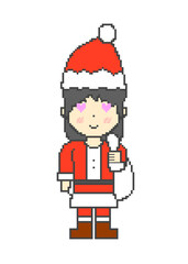 Santa Claus woman in love with pixel art