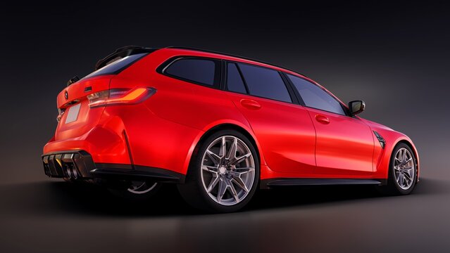 Berlin. Germany. November 16, 2022. BMW M3 Touring 2022. Sports Wagon for Family and Adventure. 3d illustration.