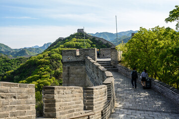 beautiful watchtower. zigzag of the protective wall. The Great Wall of China.