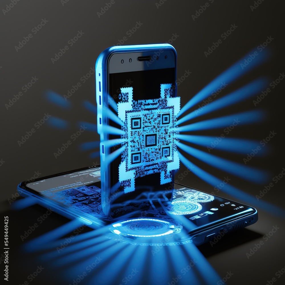 Aufkleber phone scan qr code for pay. futuristic modern generative ai