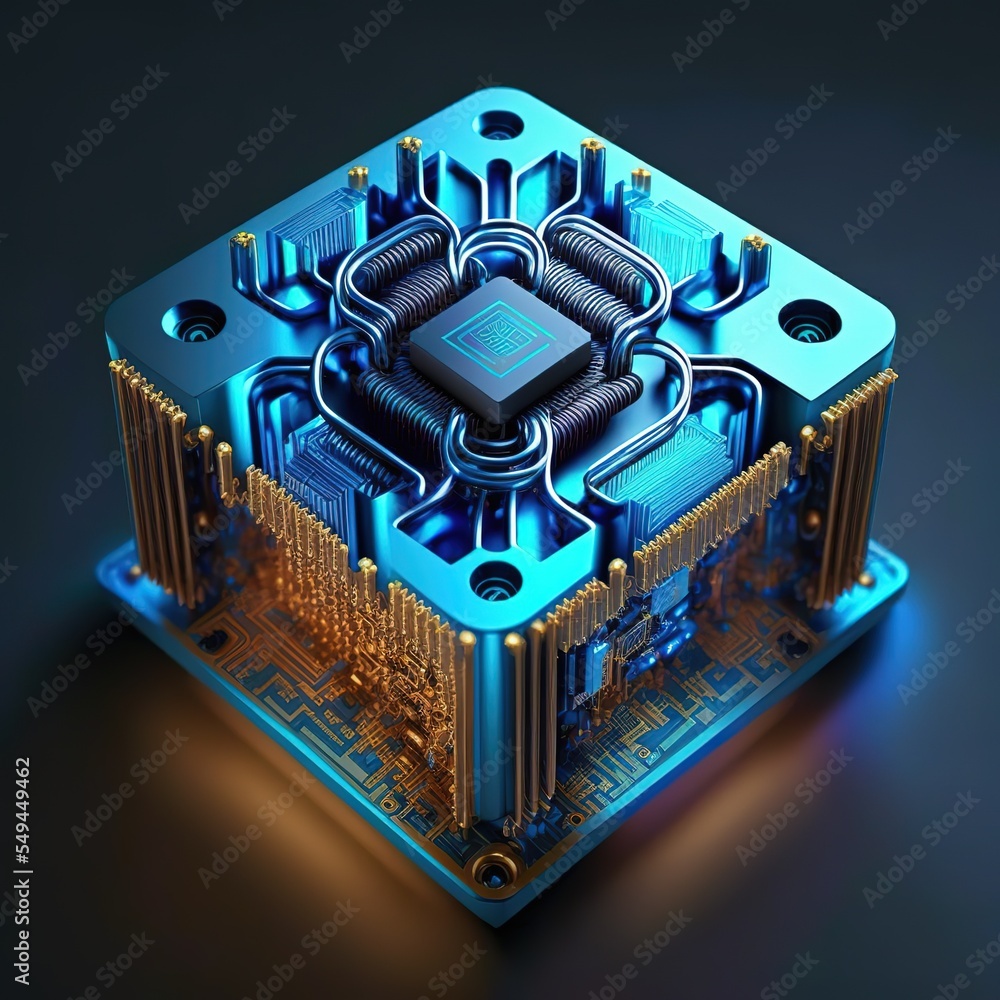 Poster Quantum computing. Futuristic modern . Generative AI