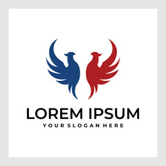 Fototapeta premium Silhouette Flying Eagle with Twin Head Vector Icon Logo Inspiration