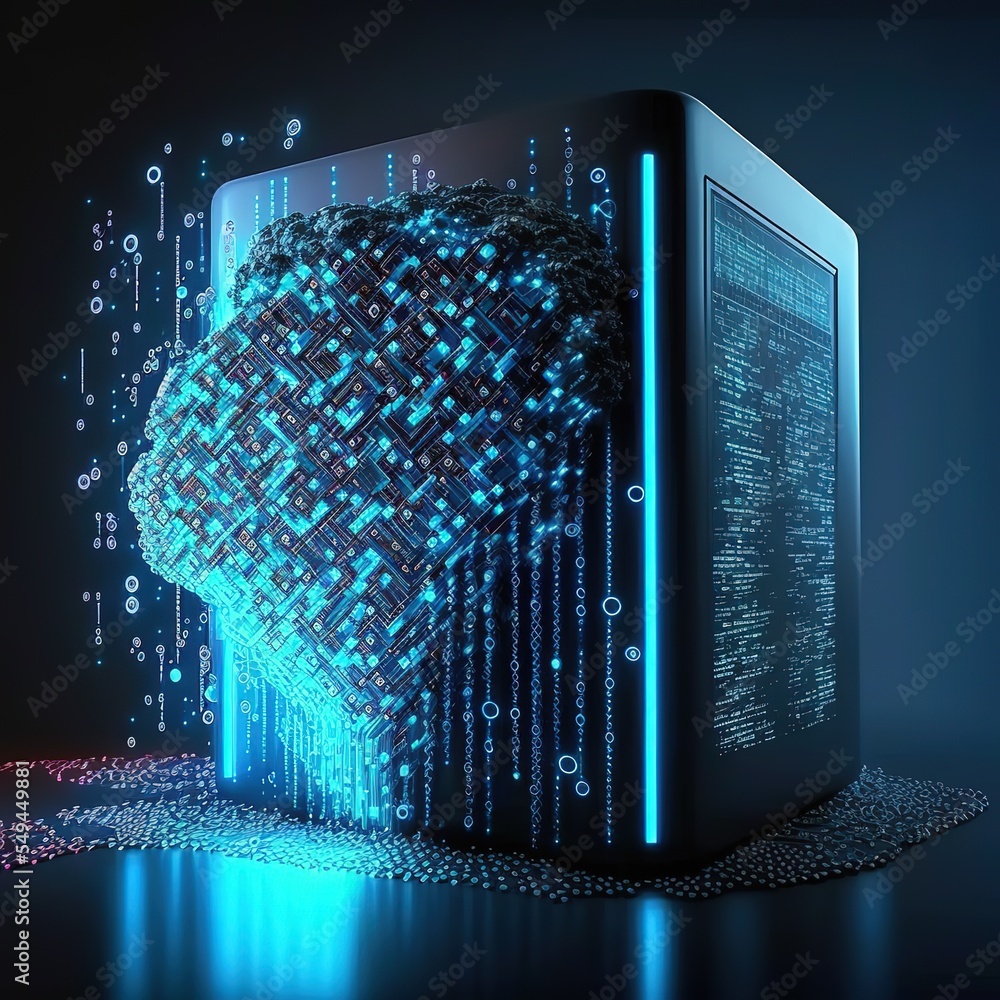 Poster ai or artificial intelligence analyzing flow of data in social networks. futuristic modern , ai