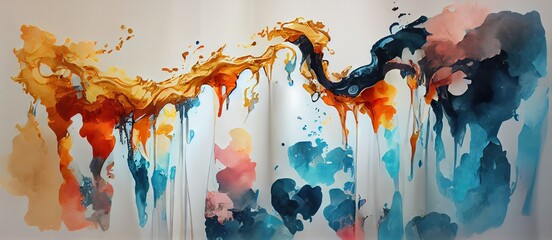 Abstract splashes wall painting Generative AI