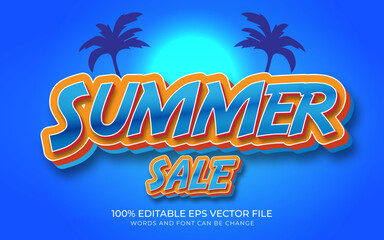 Summer Sale 3d editable text effect style vector