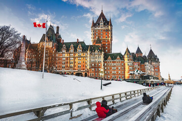 A perfect winter day with blue skies in Quebec City, Canada.