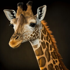 Giraffe Face Close Up Portrait - AI illustration 03