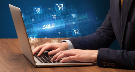 Businessman working on laptop concept