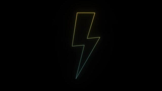 Glowing neon lightning icon on black background. discount in the store. 4K video animation for motion graphics and compositing.