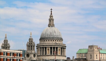 Fototapeta na wymiar London in the UK in June 2022. A view of St Pauls Cathedral