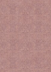 Hand-drawn abstract seamless ornament. Purple on a pale pink background. Paper texture. Digital artwork, A4. (pattern: p04e)