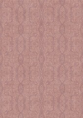 Hand-drawn abstract seamless ornament. Purple on a pale pink background. Paper texture. Digital artwork, A4. (pattern: p09e)