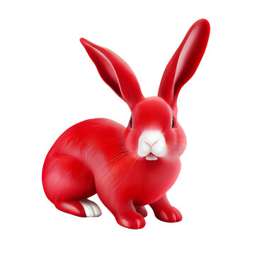 Beautiful photo of a 3d rabbit looking in the camera.red rabbit png.Chinese new year